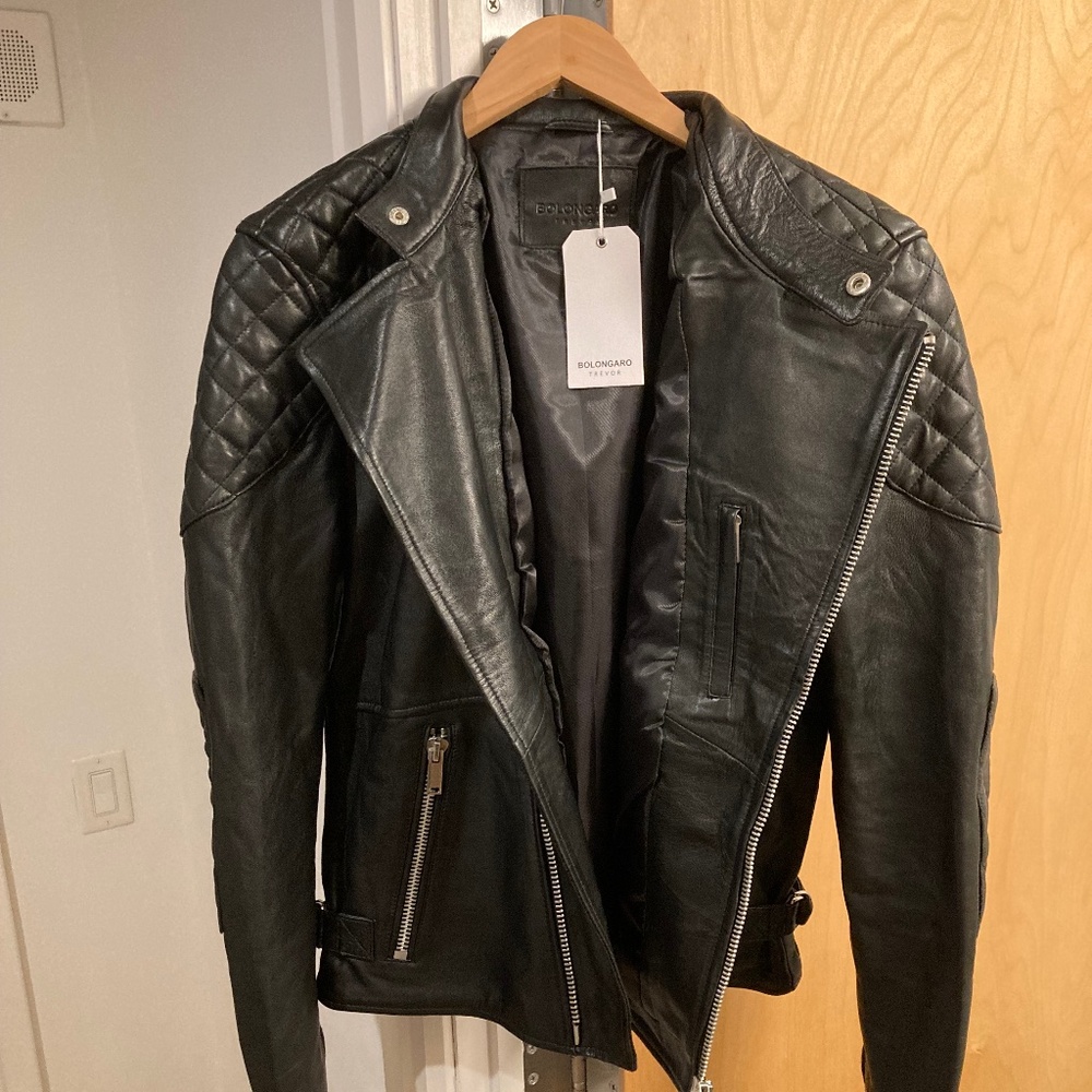 Black Genuine Leather Motorcycle Jacket - Brand New/Unworn/NWT